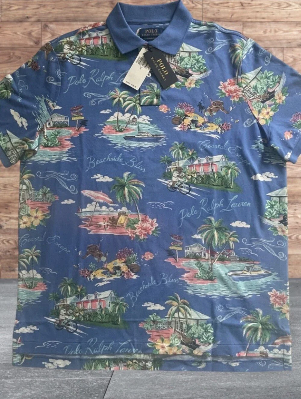 RALPH LAUREN MENS CLASSIC FIT POLO BEAR BAHAMAS MESH POLO SHIRT